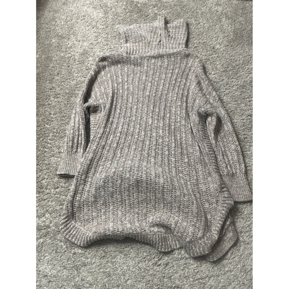 Express Womens Marled Tan Ribbed Turtleneck Sweater Size Small Relaxed Fit - Picture 2 of 10